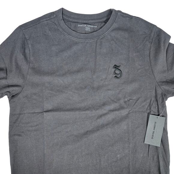 Spiritual Gangster Monogram Short Sleeve T-Shirt Vintage Black M NWT - Picture 3 of 10